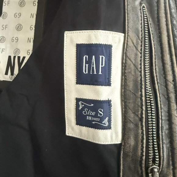 Men’s GAP Leather Motorcycle Jacket – Size Small - Picture 6 of 7